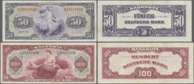 Deutschland - Bank Deutscher Länder + Bundesrepublik Deutschland: Bank deutscher Länder, Serie 1948, 50 DM, Serie K/A (Ro.242, P.7a, F+/VF) und 100 DM...