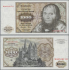 Deutschland - Bank Deutscher Länder + Bundesrepublik Deutschland: Serie BBk IA, 1.000 DM 1977, W/D, Ro.280a in kassenfrischer Erhaltung: UNC.
 [diffe...