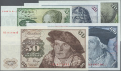 Deutschland - Bank Deutscher Länder + Bundesrepublik Deutschland: BBk IA, 1980 mit ©, Lot mit 11 Banknoten, dabei 5x 5 DM, Serien B8995528Q fortlaufen...