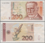 Deutschland - Bank Deutscher Länder + Bundesrepublik Deutschland: BBk III, 1989, 200 DM Ersatznote YA/D, Ro.295b, Mittelknick und bestoßene Ecke unten...