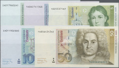 Deutschland - Bank Deutscher Länder + Bundesrepublik Deutschland: BBk III, 1991, Lot mit 17 Banknoten, dabei 5 DM, Serie A/U (Ro.296a, UNC), 3x 5 DM E...