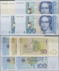 Deutschland - Bank Deutscher Länder + Bundesrepublik Deutschland: BBk IIIA, 1996, Lot mit 5 Banknoten, dabei 50 DM, Serie DL/K (Ro.309a, UNC), 50 DM E...