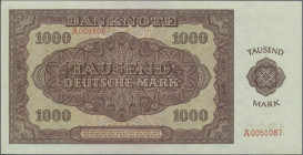 Deutschland - DDR: Deutsche Notenbank, Serie 1948, kompletter Satz von 50 Pfennig bis 1.000 Mark (Ro.339-347 in UNC – außer Ro.343 in VF und Ro.344 in...