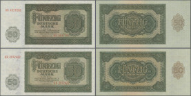 Deutschland - DDR: Set mit 2 Banknoten 50 Mark 1948 (DDR-Druck) in kassenfrisch. Ro.345b Erhaltung: UNC (2 Banknoten)
 [differenzbesteuert]
Gebotslo...