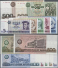 Deutschland - DDR: Staatsbank der DDR, Banknotensatz 1971/75 mit 5 bis 100 Mark (Ro.359-363 in UNC), dazu noch 200 Mark 1985 Ersatznote mit Serie ”ZA”...