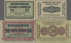 Deutschland - Nebengebiete Deutsches Reich: Darlehenskasse Ost – Kowno und Posen, Lot mit 15 Banknoten, Serie 1916 und 1918, mit 20 und 50 Kopeken, 1,...
