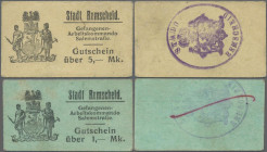 Deutschland - Konzentrations- und Kriegsgefangenenlager: Remscheid, Rheinland, Stadt, Gefangenen-Arbeitskommando Salemstraße, 1 Mark, 5 Mark, o. D., K...