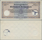Deutschland - Sonstige: Steuergutschein I, 1.000 Reichsmark, einlösbar ab Januar 1940, mit Stempel ”Oberkommando des Heeres – Wirtschaftsstelle I”, Ro...