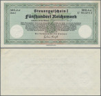 Deutschland - Sonstige: Steuergutschein I, 500 Reichsmark, einlösbar ab Dezember 1939, ohne Stempel der Ausgabestelle, Ro.718g in nahezu kassenfrische...