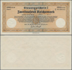 Deutschland - Sonstige: Steuergutschein I, 2.000 Reichsmark, einlösbar ab Mai 1940, ohne Stempel der Ausgabestelle, Ro.720l, in kassenfrischer Erhaltu...