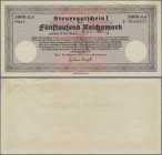 Deutschland - Sonstige: Steuergutschein I, 5.000 Reichsmark, einlösbar ab Mai 1940, ohne Stempel der Ausgabestelle, Ro.721l, gebraucht mit Mittelbug u...