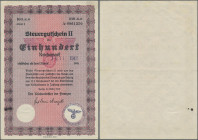 Deutschland - Sonstige: Steuergutschein II, 100 Reichsmark, einlösbar ab Juli 1942, mit Stempel ”Oberkommando des Heeres – Wirtschaftsstelle I”, Ro.72...
