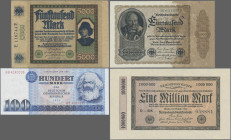 Deutschland - Sonstige: Schöne Sammlung deutscher Banknoten in 3 Briefmarkenalben, ab Kaiserreich 1898 bis DDR 1985 mit zusammen mehr als 320 Scheinen...