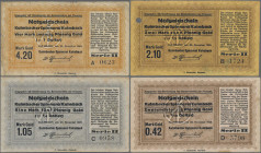 Deutschland - Notgeld - Bayern: Kulmbach, Kulmbacher Spinnerei, 1, 2, 5, 10, 20 Mark, o. D. - 1.2.1919, lochentwertet, 100 Tsd. Mark, 2.8.1923, Überdr...