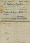 Deutschland - Notgeld - Rheinland: Hückeswagen, Stadtkasse, 200 Tsd. Mark, 11.8.1923 (Datum gestempelt), gedr. Scheck auf Städtische Sparkasse Hückesw...