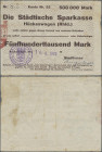 Deutschland - Notgeld - Rheinland: Hückeswagen, Stadtkasse, 500 Tsd. Mark, 16.8.1923 (Datum gestempelt), gedr. Scheck auf Städtische Sparkasse Hückesw...