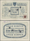 Deutschland - Notgeld - Rheinland: Kempen, Kreis, 1 Billion Mark, 15.11.1923, Serie A, dreifach lochentwertet, Erh. III, Ausgabe bei Keller und van Ec...
