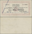 Deutschland - Notgeld - Rheinland: Remscheid, Bergische Bank AG, 1 Mio. Mark, 22.8.1923 (Datum gestempelt), Lohnscheck auf Reichsbank, Nennwert bisher...