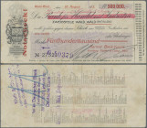 Deutschland - Notgeld - Rheinland: Wald, Barmer Bank-Verein Hinsberg, Fischer & Comp., 500 Tsd. Mark, 10.8.1923, vollständig gedruckter Notscheck auf ...