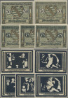 Deutschland - Notgeld - Sachsen: Auerbach, Amtshauptmannschaft, 2 x 50, 3 x 75 Pf. (es fehlt 50 Pf. ohne Scherenschnitt), 1.7.1921, alle mit A KN, Erh...