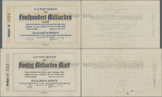 Deutschland - Notgeld - Schleswig-Holstein: Kiel, Kolbewerft, 50 Mrd. Mark, 1.11.1923, 500 Mrd. Mark, 6.11.1923, Erh. II-, total 2 Scheine
 [differen...