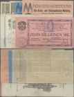 Deutschland - Notgeld - Westfalen: Warburg, Kreis- und Stadtsparkasse, 500 Tsd., 1 Mio. Mark (2, ohne und mit Aussparungen), 13.8.1923, 5 Mio. Mark (2...