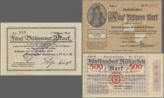 Deutschland - Notgeld - Württemberg: Albstadt und Balingen, kleine regionale Sammlung mit Scheinen der Hochinflation aus Balingen (5, mit 1 und 5 Bill...