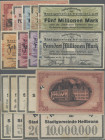 Deutschland - Notgeld - Württemberg: Heilbronn, Stadtgemeinde, 50 Mark, 17.10.1918, entwertet, 500 Tsd., 1, 2, 5, 10, 20, 50, 100 Mio. Mark, 15.8.1923...