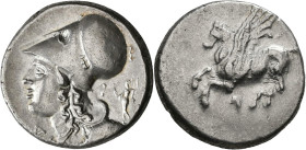 Korinth: AR-Stater 330 v. Chr., 8,56 g, gereinigt, Einhieb auf Vorderseite, sehr schön.
 [differenzbesteuert]