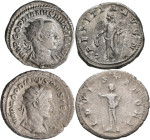 Gordianus III. (238 - 244): Lot 2 Antoniniane: Büste nach rechts, IMP GORDIANVS PIVS FEL AVG. 1) Jupiter, IOVI STATORI, 2) Laetitia, LAETITIA AVG N.
...