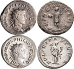 Philippus I. Arabs (244 - 249): Lot 2 x AR-Antoninian, 3,12/3,62 g, sehr schön.
 [differenzbesteuert]