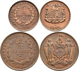 Borneo: British North Borneo: ½ Cent 1891 H (Heaton), KM# 1. Zaponiert, vorzüglich, dabei noch 1 Cent 1889 H, KM# 2. Vorzüglich. Lot 2 Stück.
 [diffe...