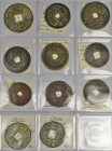 China: Kleines Konvolut von insgesamt 11 alte 10 Cash Münzen, meist Northern Song circa 1100 AC und Qin-Dynastie ca. 300-200 BC. Beide Münztypen (nach...