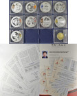 China - Volksrepublik: Kassette mit 9 x 10 Yuan sowie 1 x 1 Yuan Gedenkmünzen zu den Olympischen Spielen 2008 in Peking / Beijing. Die Silbermünzen si...