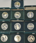 Kanada: Olympische Spiele Calgary 1988: 10 x 20 Dollars Gedenkmünzen 1985-1987 im Gewicht von je 1 OZ, augenscheinlich komplette Serie zur Olympiade i...