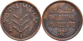 Palästina: Palestine, 1 Mil 1940, KM# 1. Geringste Auflage, hohe Katalogbewertung, dunkle Tönung. Selten in dieser Erhaltung, ideal zum Graden, vorzüg...