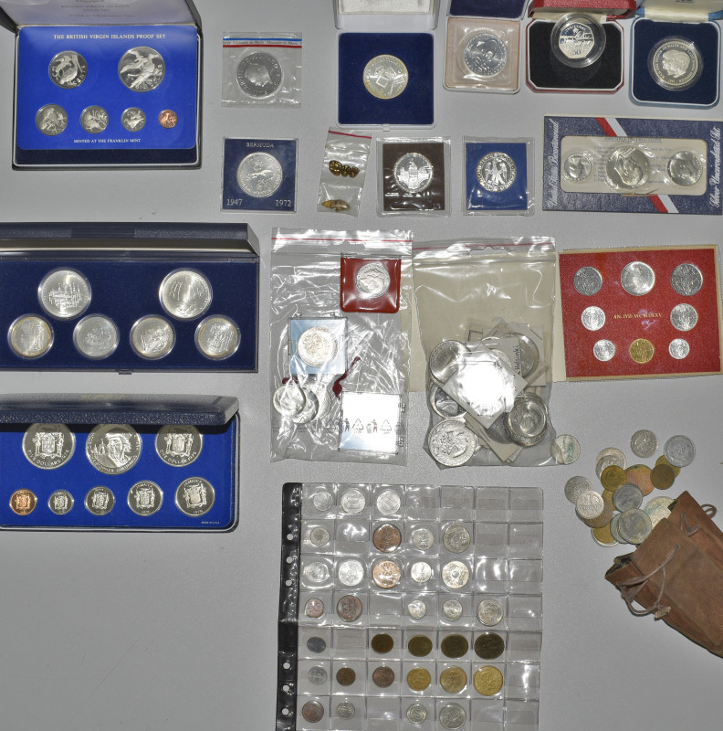 Alle Welt: Lot diverser Münzen aus aller Welt, dabei zum Beispiel BVI Proof Set ...