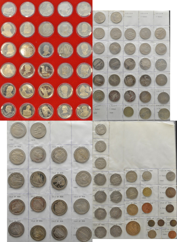 Alle Welt: Ein Album und eine Lindnerbox mit diversen Münzen, darunter: Isle of ...