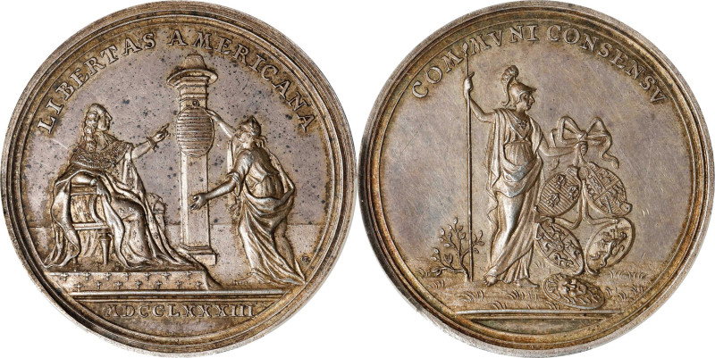 1783 Peace of Versailles "Libertas Americana" Medal. Betts-608. Silver. MS-61 (P...