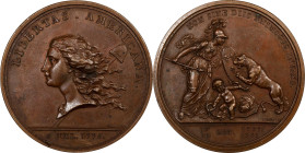 "1781" (1783) Libertas Americana Medal. Original. Paris Mint. By Augustin Dupre. Adams-Bentley 15, Betts-615. Bronze. MS-62 BN (NGC).
47.7 mm. Obv: B...