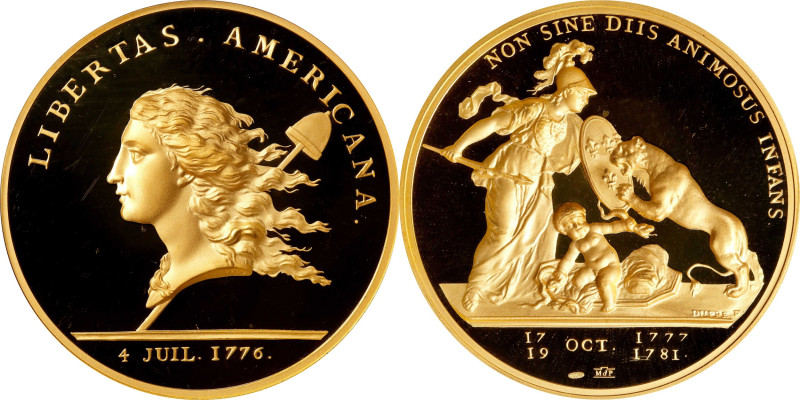 "1781" (2004) Libertas Americana Medal. Modern Paris Mint Dies. Gold. Proof-68 D...