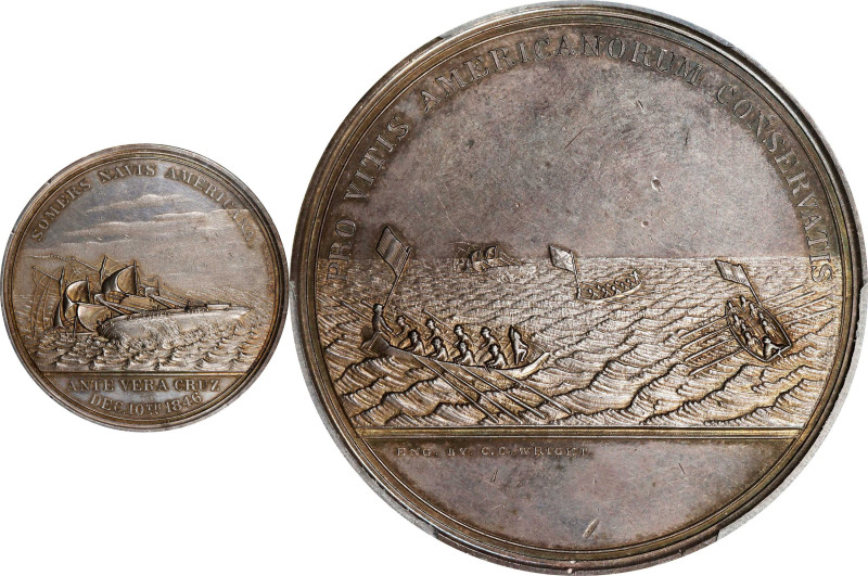 "1846" The Mexican War / Loss of the Somers Medal. Julian NA-24. Silver. MS-61 (...
