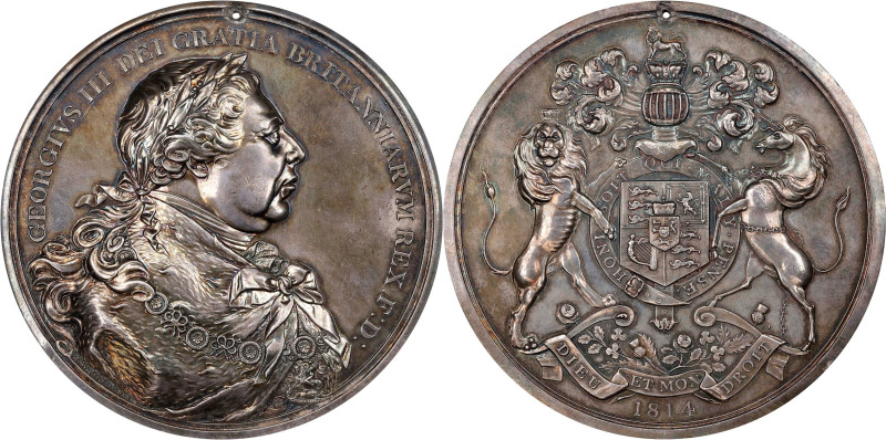 1814 George III Indian Peace Medal. Silver. First Size. Adams-12.1. Unc Details-...