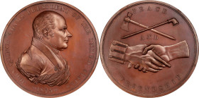 1825 John Quincy Adams Indian Peace Medal. Bronze. First Size. Julian IP-11, Prucha-42. First Reverse. MS-65 BN (NGC).
76 mm. Lovely light mahogany-b...