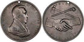 1829 Andrew Jackson Indian Peace Medal. Silver. First Size. Julian IP-14, Prucha-43. Choice Fine.
76 mm. 2248.0 grains. Pierced at 12 o'clock for sus...
