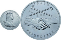 1837 Martin Van Buren Indian Peace Medal. Aluminum. First Size. Julian IP-17, Prucha-44. Second Reverse. Mint State.
75.7 mm. 1036.3 grains. Brillian...