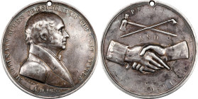 1837 Martin Van Buren Indian Peace Medal. Silver. Second Size. Julian IP-18, Prucha-44. Fine.
62.3 mm. 1435.2 grains. Pierced at 12 o'clock for suspe...