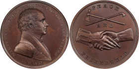 1837 Martin Van Buren Indian Peace Medal. Bronze. Second Size. Julian IP-18, Prucha-44. Second Reverse. MS-64 BN (NGC).
62.5 mm. Gently mottled mahog...