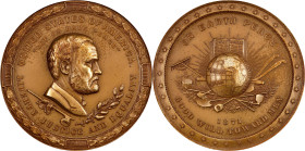 "1871" (20th Century) Ulysses S. Grant Indian Peace Medal. Golden Bronze. Julian IP-42, Prucha-53. MS-65 (NGC).
64 mm. Light honey-gold bronze with s...