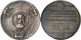 1892 World's Columbian Exposition Committee of One Hundred Medal. Eglit-98A, Rulau-B19B. Silver. Specimen-63 (PCGS).
57 mm. Lovely medium gray surfac...